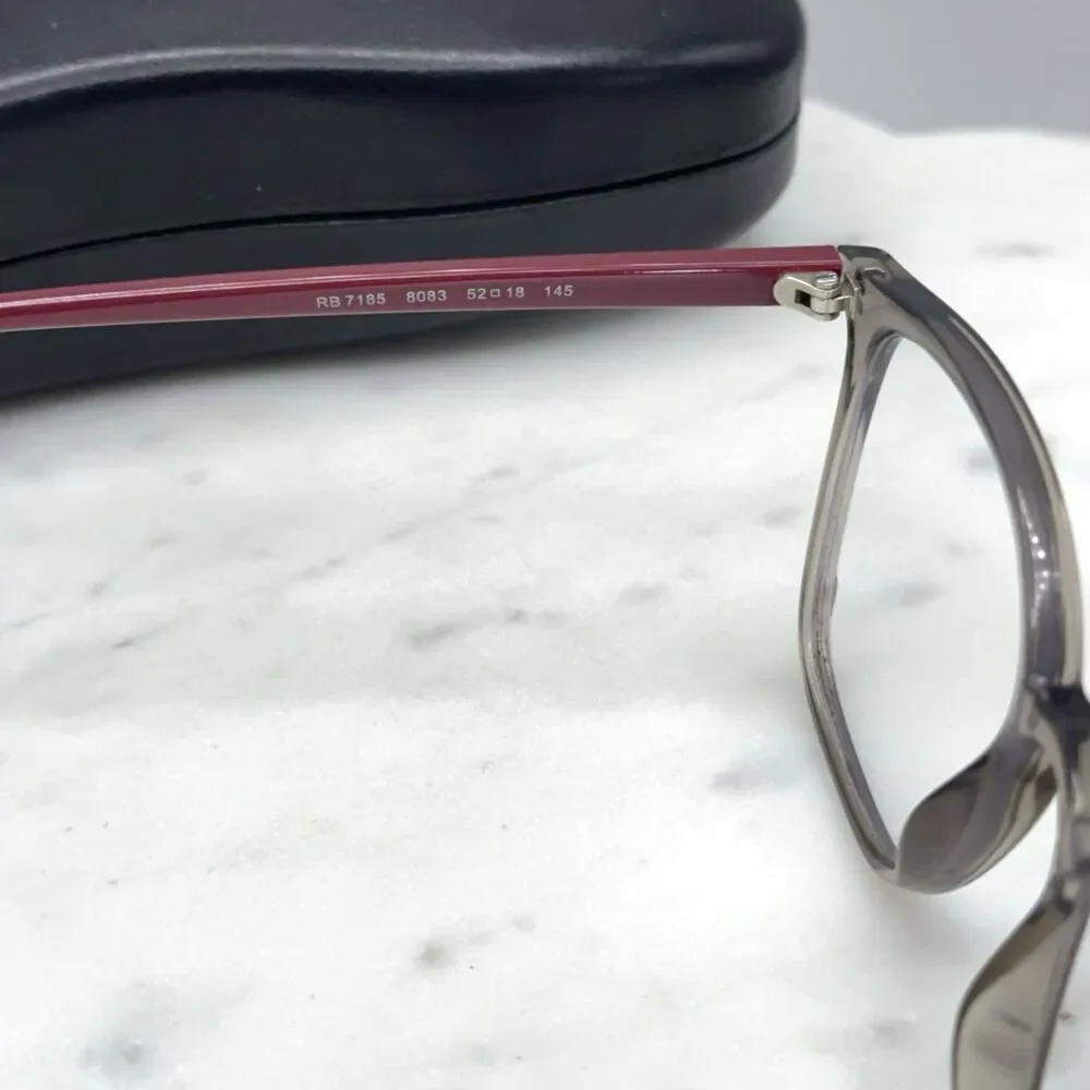 Ray Ban RB 7185 8083 Polished Transparent Grey Eyeglasses Frames Only 52-18-145